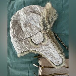 NEW Pistil Trapper Bomber Hat Satin Lined Embroidered Faux Fur Trim OS